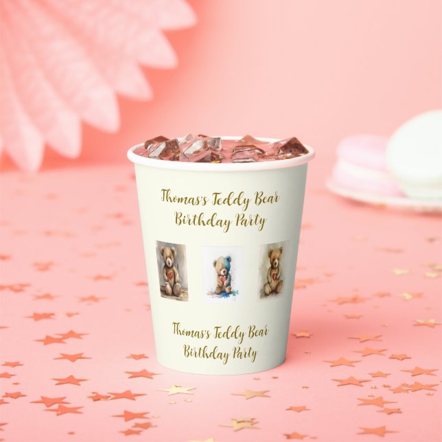 Vasos De Papel Fiesta de cumpleaños de Teddy Bear (in situ)