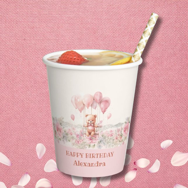 Vasos De Papel Fiesta de cumpleaños de Teddy, Chica rosado (Subido por el creador)