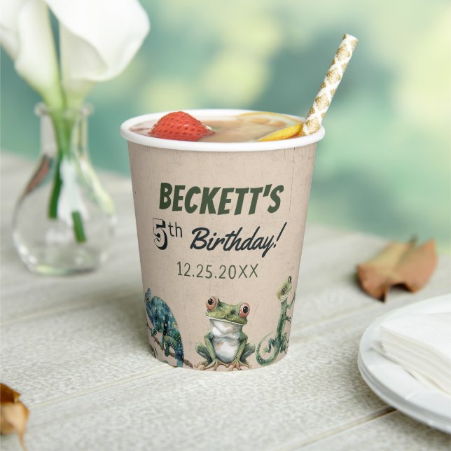 Vasos De Papel Fiesta de cumpleaños de un niño con temática repti (in situ)