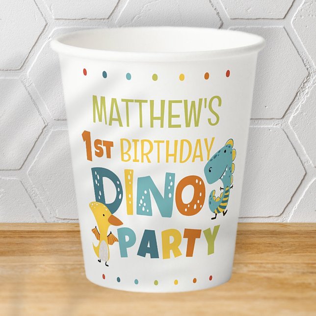 Vasos De Papel fiesta de cumpleaños de un niño de dinosaurio chin (Subido por el creador)