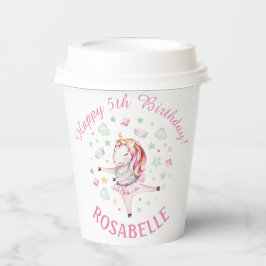 Vasos De Papel Fiesta de cumpleaños de Unicorn Ballerina PInk