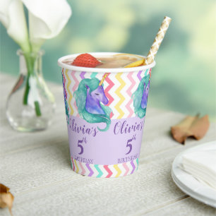 Vasos De Papel Fiesta de cumpleaños de Unicorn Magical Pastel Che