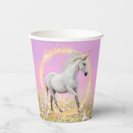 Vasos De Papel Fiesta de cumpleaños de Unicornio de color rosa y 