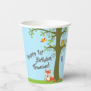 Vasos De Papel Fiesta de cumpleaños de Woodland Animals