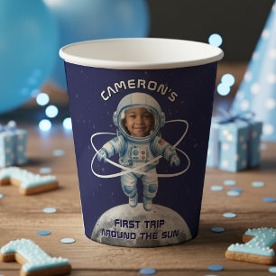 Vasos De Papel Fiesta de Cumpleaños del Astronauta 1er Viaje Alre