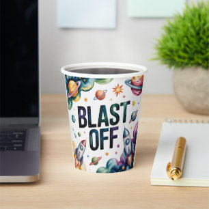 Vasos De Papel Fiesta de cumpleaños del astronauta Blast Off Spac