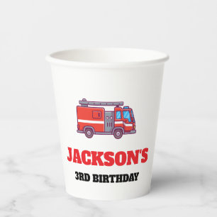 Vasos De Papel Fiesta de Cumpleaños del Bombero del Camión de Bom