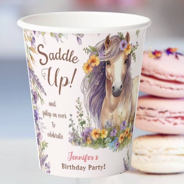 Vasos De Papel Fiesta de cumpleaños del caballo floral de los chi (Subido por el creador)
