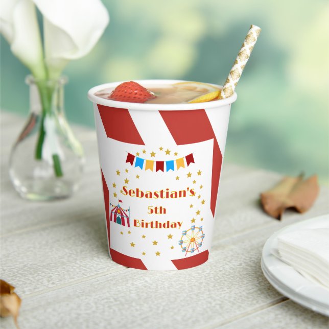 Vasos De Papel Fiesta de cumpleaños del carnaval personalizado (in situ)