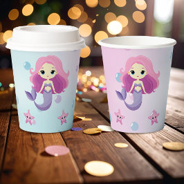 Vasos De Papel Fiesta de cumpleaños del Chica de la Sirena Cuta