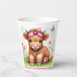 Vasos De Papel Fiesta de cumpleaños del Chica de mariposa de vaca