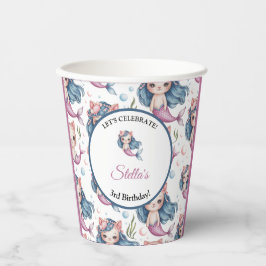 Vasos De Papel Fiesta de cumpleaños del Chica del gato de la sire