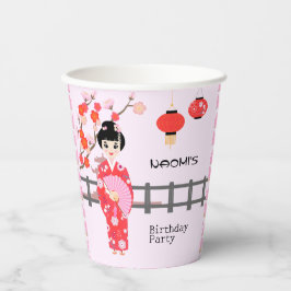 Vasos De Papel Fiesta de cumpleaños del Chica japonés Sakura Cher