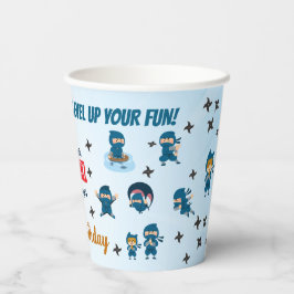Vasos De Papel Fiesta de cumpleaños del escuadrón de ninjas azule