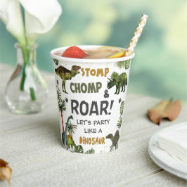 Vasos De Papel Fiesta de cumpleaños del joven jurado de los dinos