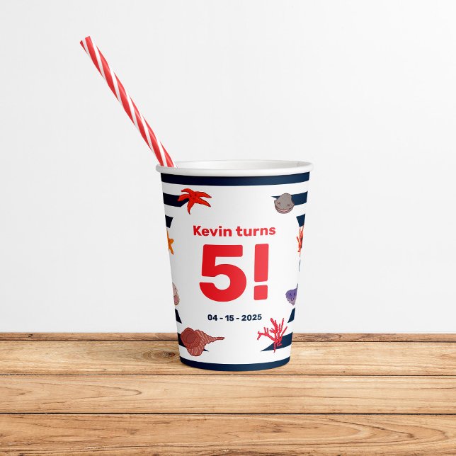 Vasos De Papel Fiesta de cumpleaños del marinero de verano para n (Subido por el creador)