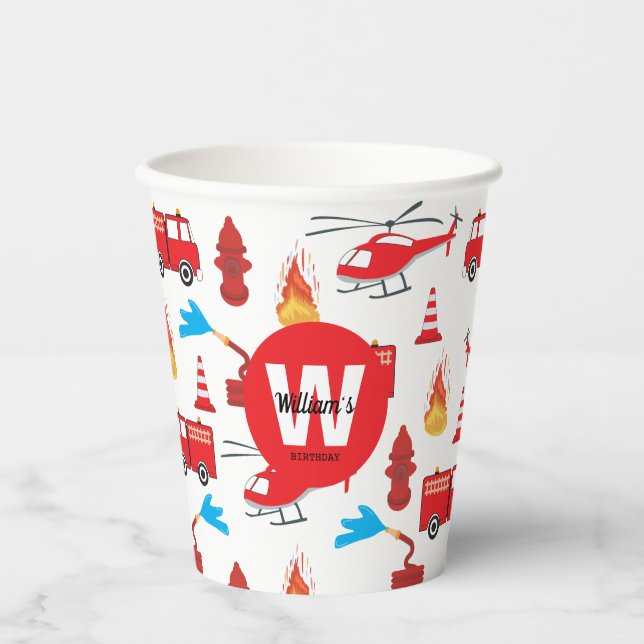 Vasos De Papel Fiesta de cumpleaños del motor de camiones de tran (Anverso)