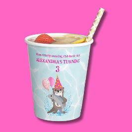 Vasos De Papel Fiesta de cumpleaños del Otter de Chica Rosa