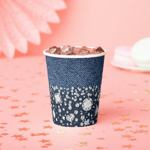 Vasos De Papel Fiesta de Cumpleaños Denim & Diamonds Brillo de Pa