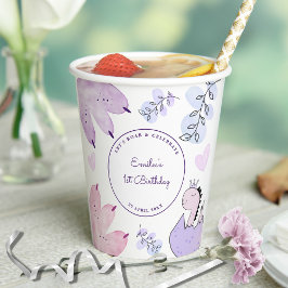 Vasos De Papel Fiesta de cumpleaños Dinosaur Pink Purple