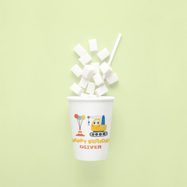 Vasos De Papel Fiesta de cumpleaños divertida con tema de constru (Subido por el creador)