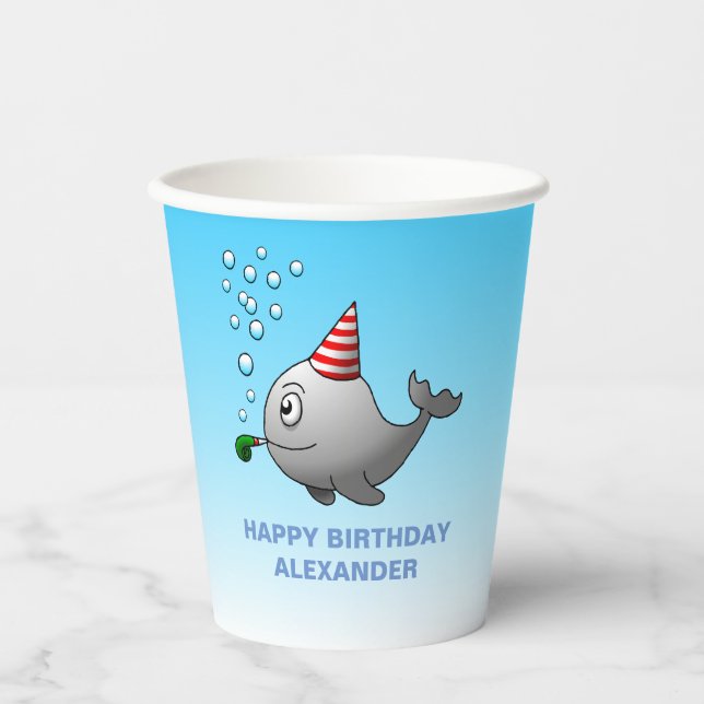 Vasos De Papel Fiesta de Cumpleaños en la Piscina (Anverso)