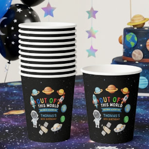 Vasos De Papel Fiesta de cumpleaños espacial colorida fuera de es