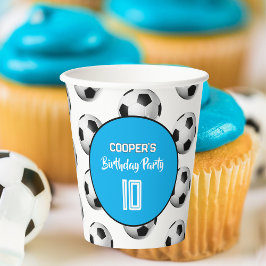 Vasos De Papel Fiesta de Cumpleaños Fútbol Niño Azul