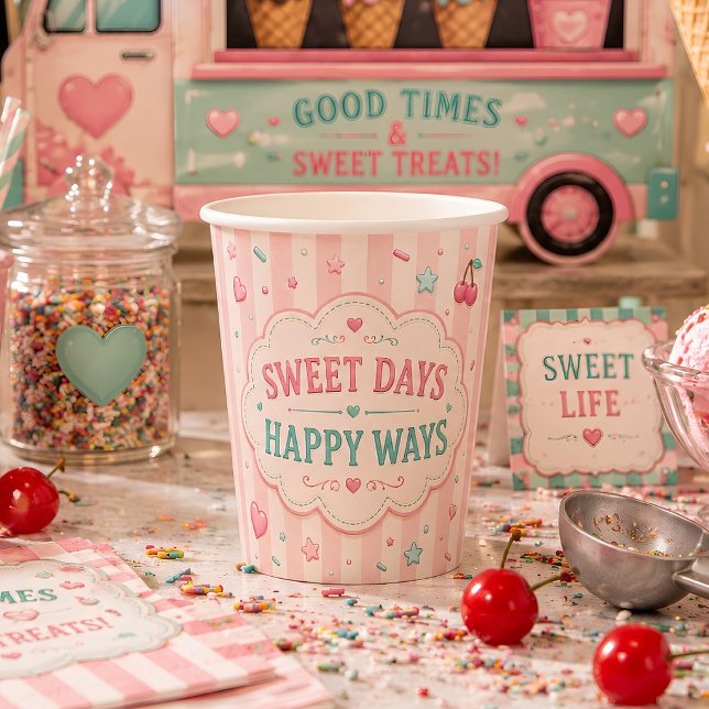Vasos De Papel Fiesta de Cumpleaños Helado Pastel Retro (Subido por el creador)