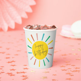 Vasos De Papel Fiesta de Cumpleaños Infantil Guión Sol Brillante