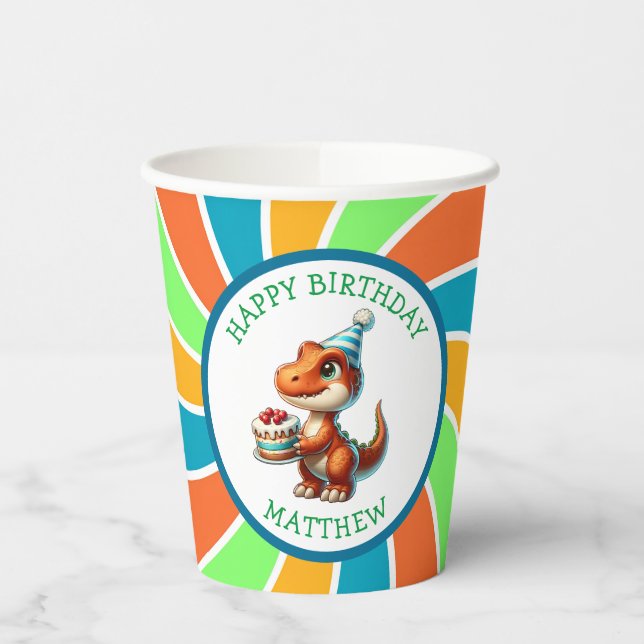Vasos De Papel Fiesta de cumpleaños infantil personalizada con te (Izquierda)