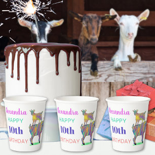 Vasos De Papel Fiesta de cumpleaños número 10 de cabras lindas