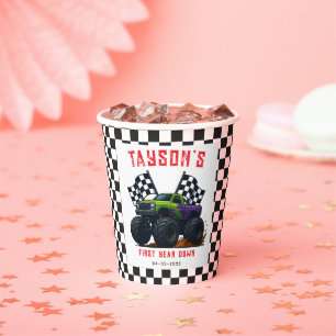 Vasos De Papel Fiesta de cumpleaños número 1 de Monster Trucks 