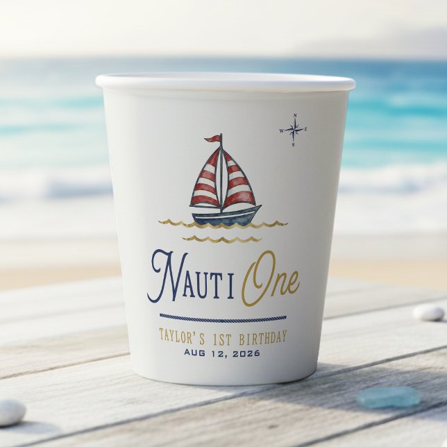 Vasos De Papel Fiesta de cumpleaños número 1 de Nauti One Sailboa (Subido por el creador)