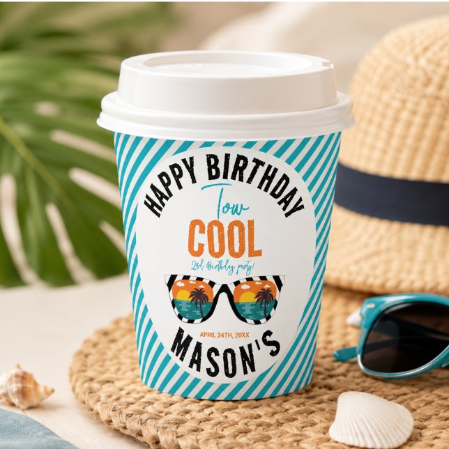 Vasos De Papel Fiesta de cumpleaños número 2 de Two Cool Boy (Two Cool Boy 2nd Birthday Party Paper Cups)