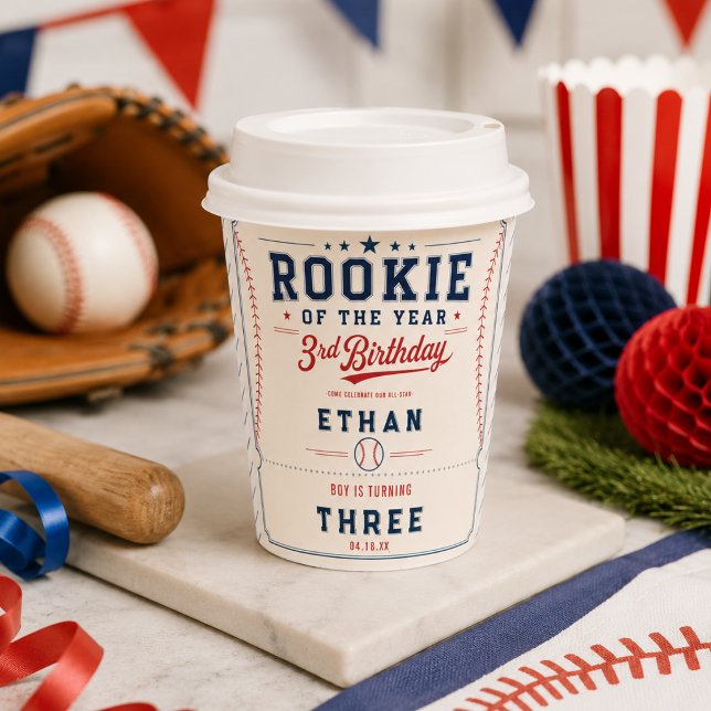 Vasos De Papel Fiesta de cumpleaños número 3 de béisbol Novato de (Rookie of the Year Baseball 3rd Birthday Party Paper Cups
)