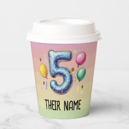 Vasos De Papel fiesta de cumpleaños número 5 sin tema