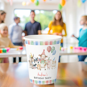 Vasos De Papel Fiesta de cumpleaños para animales de granja
