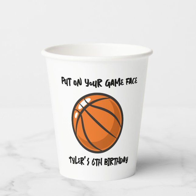 Vasos De Papel Fiesta de cumpleaños para los niños del baloncesto (Anverso)