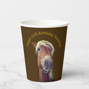 Vasos De Papel Fiesta de cumpleaños personalizada Cute Horse Face