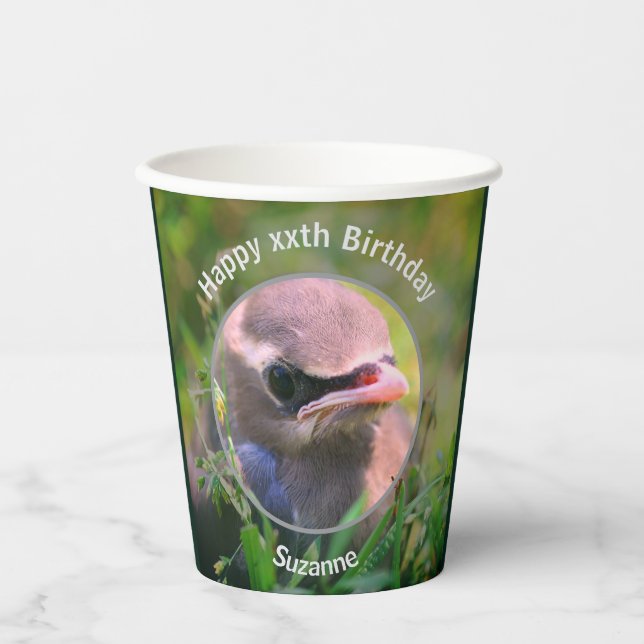 Vasos De Papel Fiesta de Cumpleaños Personalizada de Bebé Waxwing (Anverso)