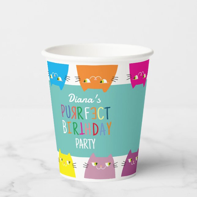 Vasos De Papel Fiesta de cumpleaños personalizada para niños (Anverso)