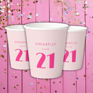 Vasos De Papel Fiesta de cumpleaños rosa moderna del siglo XXI