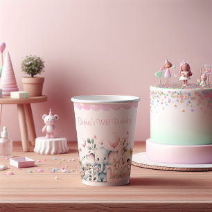 Vasos De Papel Fiesta de cumpleaños rosado para animales salvajes