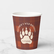 Fiesta de cumpleaños salvaje Rustic Plaid Bear Paw