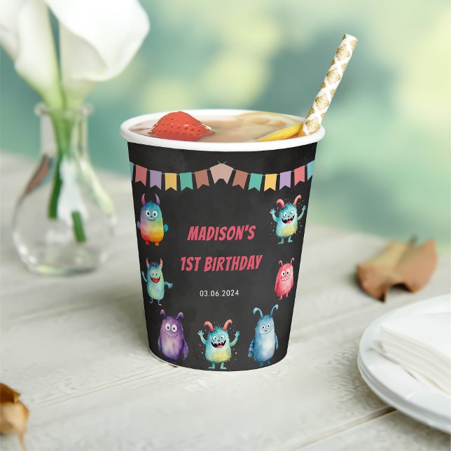 Vasos De Papel Fiesta de cumpleaños temática de pequeños monstruo (Subido por el creador)