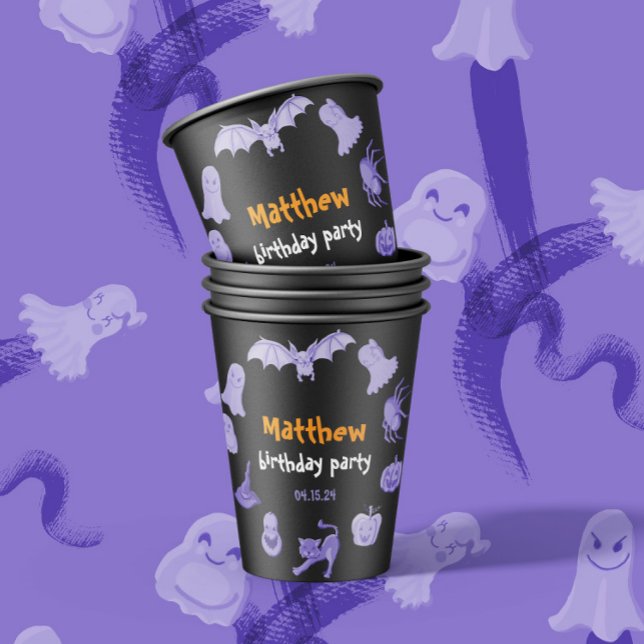 Vasos De Papel Fiesta de cumpleaños temática morada y naranja de  (Subido por el creador)