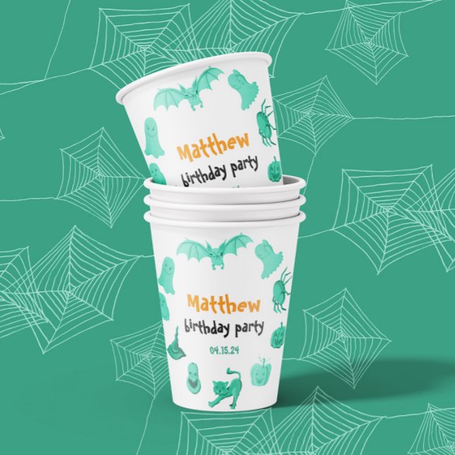 Vasos De Papel Fiesta de cumpleaños temática verde y naranja de H (Subido por el creador)