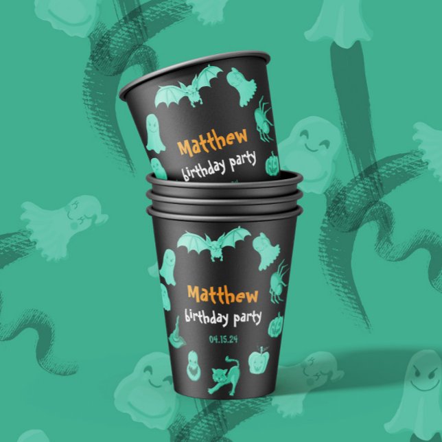 Vasos De Papel Fiesta de cumpleaños temática verde y naranja de H (Subido por el creador)