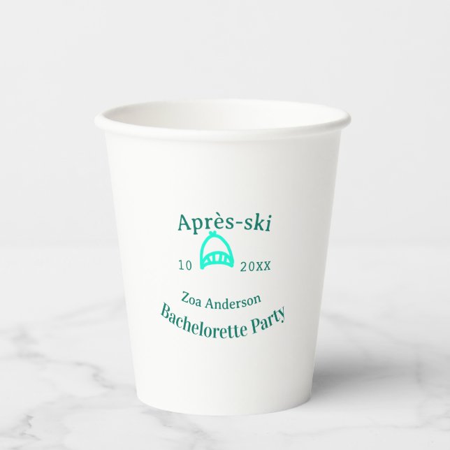 Vasos De Papel fiesta de despedida après-ski sombrero turquesa no (Anverso)